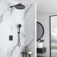 Душевая система Vincea Inspire с термостатом Черная матовая арт-VSFW-3I21MT2MB — фото 1, Встраиваемые душевые комплекты