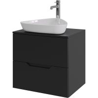 Тумба с раковиной Orange Line 60 подвесная Черная матовая арт-Li-60TubMDF+B07-500W — фото 1, Тумбы с раковиной