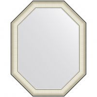 Зеркало Evoform Octagon 94x74 в багетной раме - Белая кожа с хромом 78 мм арт-BY 7445 — фото 1, Зеркала в ванную комнату