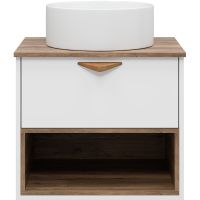 Тумба под раковину Brevita Bergen 60 подвесная Белая матовая Дуб Галифакс олово арт-BER-07060-19-01-1Я — фото 3, Тумбы под раковину