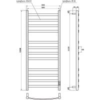 Электрический полотенцесушитель Point Антея П12 500x1200 диммер справа Черный арт-PN17852B — фото 4, Электрические полотенцесушители