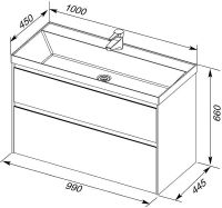 Тумба под раковину Aquanet Гласс 100 подвесная Белая арт-235664 — фото 7, Тумбы под раковину