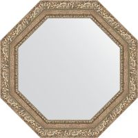 Зеркало Evoform Octagon 65х65 в багетной раме - Виньетка античное серебро 85 мм арт-BY 3776 — фото 1, Зеркала в ванную комнату