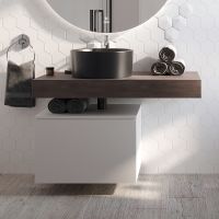 Тумба с раковиной STWORKI Ольборг 100 подвесная Белая матовая Дуб карпентер арт-481933 — фото 10, Тумбы с раковиной