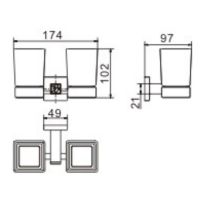 Стакан для зубных щеток CeramaLux Venezia двойной Хром арт-88603-1 — фото 2, Стаканы для зубных щеток