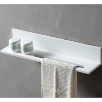 Полка из искусственного камня Abber Stein с полотенцедержателем Белая арт-AS1655 — фото 2, Полки для полотенец