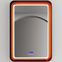 Зеркало Abber Kristall 55 с подсветкой Коричневое с сенсорным выключателем с часами арт-AT6701Opal — фото 1, Зеркала в ванную комнату