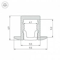 Профиль алюминиевый Arlight встраиваемый для контурной подсветки Серебристый арт-036400 — фото 3, Профили для светодиодных лент