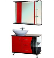 Тумба под раковину Bellezza Рио 90 L Черная Красная арт-4633615142214 — фото 2, Тумбы под раковину