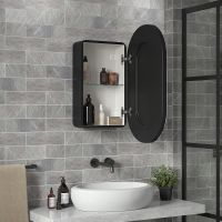 Зеркальный шкаф Reflection Black 450х800 с подсветкой Черный матовый арт-RF2003BL — фото 9, Зеркальные шкафы в ванную