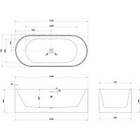 Ванна из искусственного камня Abber Stein 170x75 без гидромассажа арт-AS9653 — фото 8, Ванны из искусственного камня