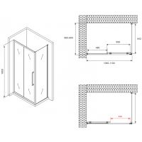 Душевой уголок Abber Schwarzer Diamant 110x90 профиль Черный стекло матовое арт-AG30110BMH-S90BM — фото 5, Прямоугольные душевые уголки