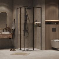 Душевой уголок Grossman Galaxy 70х70 профиль Графит сатин стекло прозрачное арт-300.K33.01.7070.42.00 — фото 1, Квадратные душевые уголки