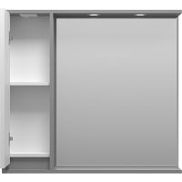 Зеркало со шкафом Brevita Balaton 90 L с подсветкой Белое матовое Серое матовое арт-BAL-04090-01-01Л — фото 3, Зеркальные шкафы в ванную