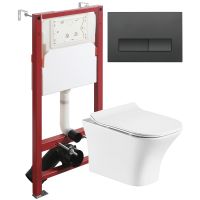 Комплект унитаза с инсталляцией Orange с сиденьем Микролифт и Черной матовой клавишей смыва арт-CI02-100W+APB244 — фото 1, Комплекты унитаз + инсталляция