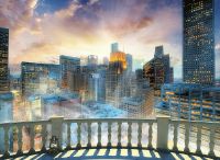 Фреска Ortograf Небоскребы 6583 Фактура бархат FX Флизелин (3,4*2,7) Разноцветный, Город арт-6583 (бархат FX) — фото 2, Фрески