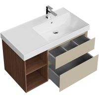 Тумба под раковину Kerama Marazzi Cubo 90 R CUB.90.2Rh\LIM.N подвесная Лимо матовый Структурированный орех арт-CUB.90.2Rh\LIM.N — фото 3, Тумбы под раковину