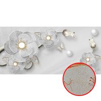 Фреска Ortograf 3D 33487 Фактура бархат золото FX-G Флизелин (5,3*2,5) Серый/Серебряный, Цветы/Абстракция арт-33487 (бархат золото FX-G) — фото 1, Фрески