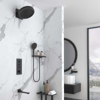 Душевая система Vincea Inspire с термостатом Черная матовая арт-VSFW-433TI3RMB — фото 1, Встраиваемые душевые комплекты