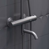 Душевая система Damixa Jupiter с термостатом Черная матовая арт-977810300 — фото 4, Душевые стойки