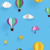 Обои детские Andrea Rossi Kids Land Винил на флизелине (1,06*10,05) Голубой, Воздушные шары арт-54266-2 — фото 1, Обои для стен