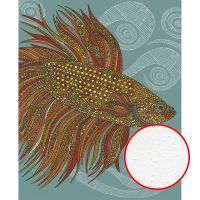 Фреска Ortograf Животные 9633 Фактура бархат FX Флизелин (2,2*2,7) Бирюзовый/Желтый/Красный, Рыбы/Абстракция арт-9633 (бархат FX) — фото 1, Фрески