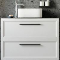 Тумба с раковиной STWORKI Эстерсунд 90 подвесная Белая матовая Простоун беж арт-460331 — фото 1, Тумбы с раковиной