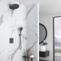 Душевая система Vincea Inspire с термостатом Вороненая сталь арт-VSFW-3I21MT1GM — фото 2, Встраиваемые душевые комплекты