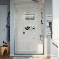 Душевая дверь STWORKI Стокгольм 110 3GW009TTKK000 профиль Хром матовый стекло прозрачное арт-409017 — фото 2, Раздвижные душевые двери