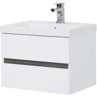 Тумба под раковину Aquanet Беркли 60 подвесная Белый Дуб рошелье арт-254289 — фото 4, Тумбы под раковину