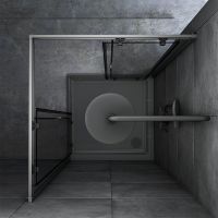 Душевой уголок AM.PM Gem 90х90 профиль Черный матовый стекло прозрачное арт-W90G-403-090BT — фото 3, Квадратные душевые уголки