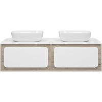 Тумба с раковиной Misty Дубль 150 подвесная Белый Дуб Галифакс арт-УТ000014442 — фото 2, Тумбы с раковиной