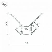 Профиль алюминиевый Arlight встраиваемый для контурной подсветки Серебристый арт-023889 — фото 3, Профили для светодиодных лент
