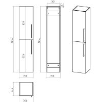 Шкаф пенал Brevita Rock 35 L подвесной Бетон Чикаго светло-серый арт-ROCK-05035-48-2Л — фото 7, Пеналы для ванной комнаты