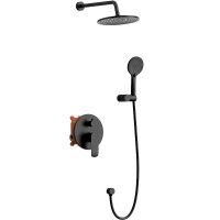 Душевая система Vincea Esse Черная матовая арт-VSFW-1E1MB — фото 1, Встраиваемые душевые комплекты