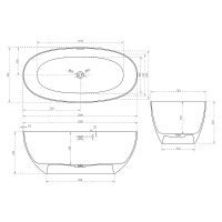 Ванна из искусственного камня Abber Stein 150x72 без гидромассажа арт-AS9624-1.5 — фото 6, Ванны из искусственного камня