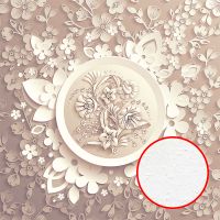 Фреска Ortograf 3D 30747 Фактура бархат FX Флизелин (2,7*2,7) Бежевый, Цветы/Абстракция арт-30747 (бархат FX) — фото 1, Фрески