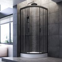 Душевой уголок AM.PM Gem 80х80 профиль Черный матовый стекло прозрачное арт-W90G-401-080BT — фото 3, Душевые уголки четверть круга