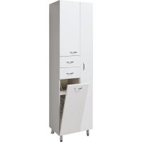 Шкаф пенал Runo Эконом 50 R с бельевой корзиной Белый арт-00000000136 — фото 1, Пеналы для ванной комнаты