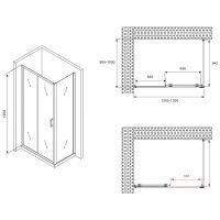 Душевой уголок Abber Schwarzer Diamant 130x100 профиль Черный стекло матовое арт-AG30130BMH-S100BM — фото 5, Прямоугольные душевые уголки