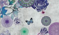 Фреска Ortograf Цветы 30264 Фактура бархат FX Флизелин (4,5*2,7) Серый/Синий/Фиолетовый, Цветы/Бабочки/Абстракция арт-30264 (бархат FX) — фото 2, Фрески
