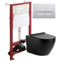 Комплект унитаза с инсталляцией Agger с сиденьем Микролифт и клавишей смыва Хром глянцевый арт-ATI03144+APB200 — фото 1, Комплекты унитаз + инсталляция