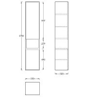Шкаф пенал Kerama Marazzi Plaza Modern 35 R PLB.M.170\WHT подвесной Белый глянцевый арт-PLB.M.170\WHT — фото 4, Пеналы для ванной комнаты