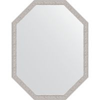 Зеркало Evoform Octagon 68x88 в багетной раме - Волна алюминий 46 мм арт-BY 7012 — фото 1, Зеркала в ванную комнату