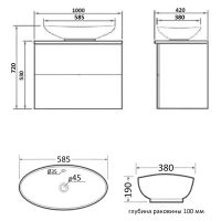 Тумба с раковиной Orange Otto 100 Белая арт-Ot-100TuMDF+G56 — фото 8, Тумбы с раковиной