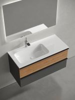 Товар: Тумба под раковину Sancos Delta 100 L подвесная Дуб красный Графит арт-DL100LGR - фото 5 Тумба под раковину Sancos Delta 100 L подвесная Дуб красный Графит арт-DL100LGR — фото 5, Тумбы под раковину