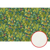 Фреска Ortograf Oasis 32720 Фактура флок FLK Флизелин (4*2,7) Синий/Зеленый, Листья/Птицы арт-32720 (флок FLK) — фото 1, Фрески