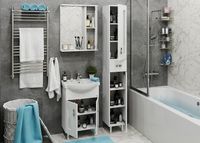 Шкаф пенал Onika Кристалл 30.18 Белый арт-403050 — фото 6, Пеналы для ванной комнаты