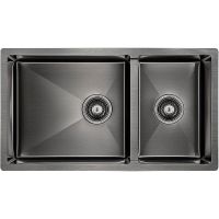 Кухонная мойка Paulmark Gerberg 78/2S Uni Вороненая сталь арт-PM227844-GM — фото 1, Кухонные мойки