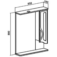 Зеркало со шкафом Runo Толедо 65 R с подсветкой Белое арт-00000001040 — фото 6, Зеркальные шкафы в ванную